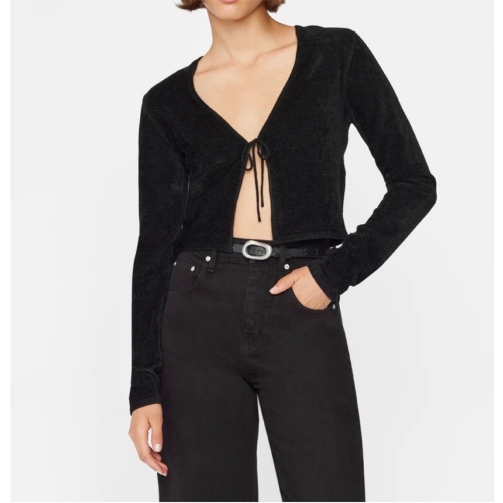 FRAME Velvet Tie Top Noir Black